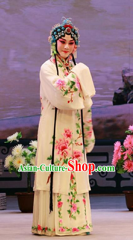 Chinese Beijing Opera Young Woman Apparels Nan Jie Guan Costumes and Headdress Traditional Peking Opera Hua Tan Xu Jinhua Dress Diva Garment