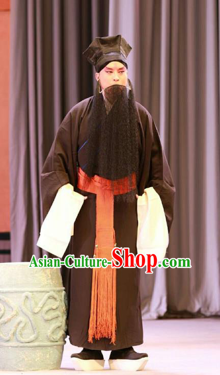 Nan Jie Guan Chinese Peking Opera Old Servant Garment Costumes and Headwear Beijing Opera Laosheng Apparels Elderly Male Clothing