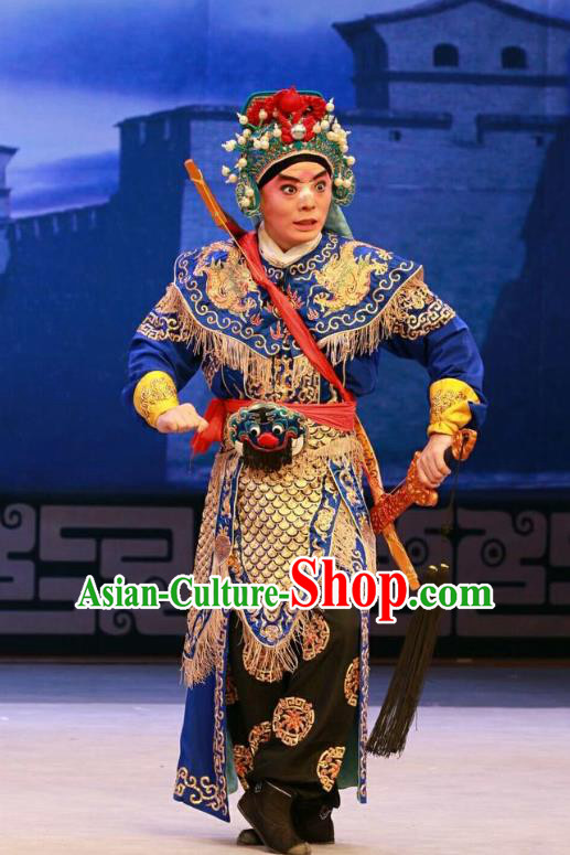 Nan Jie Guan Chinese Peking Opera Wusheng Garment Costumes and Headwear Beijing Opera Soldier He Yanxi Apparels Armor Clothing