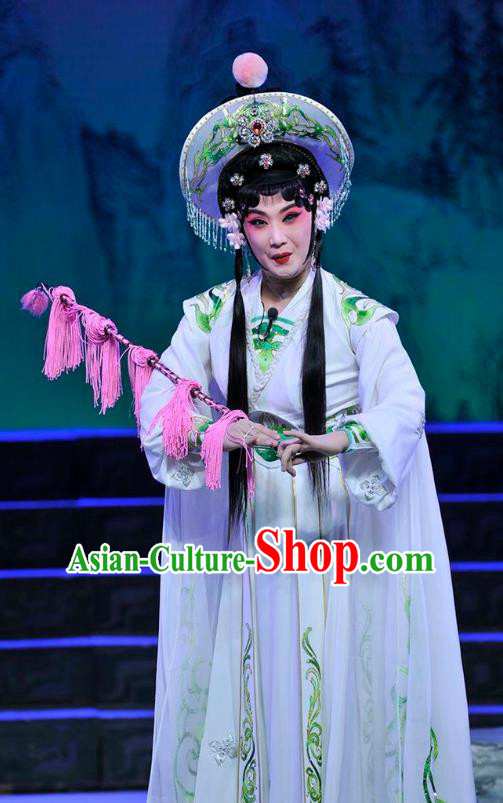 Chinese Beijing Opera Young Female Apparels Qi Nv Wu Rong Costumes and Headdress Traditional Peking Opera Country Woman Dress Garment