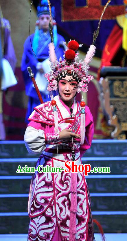 Chinese Beijing Opera Martial Female Apparels Qi Nv Wu Rong Costumes and Headdress Traditional Peking Opera General Armor Dress Garment