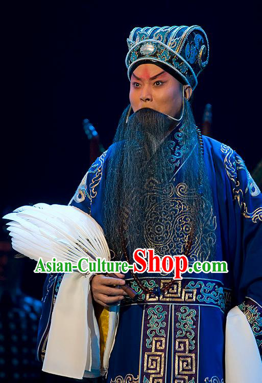 Lu Shui Yi Shan Chinese Peking Opera Laosheng Apparels Costumes and Headpieces Beijing Opera Elderly Male Garment Strategist Zhuge Liang Clothing