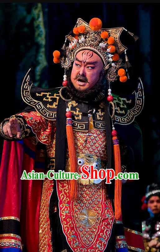 Lu Shui Yi Shan Chinese Peking Opera Yi King Apparels Costumes and Headpieces Beijing Opera Painted Face Garment Chief Meng Huo Clothing