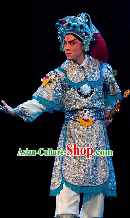 Lu Shui Yi Shan Chinese Peking Opera Wusheng Apparels Costumes and Headpieces Beijing Opera Martial Male Garment Soldier Armor Clothing