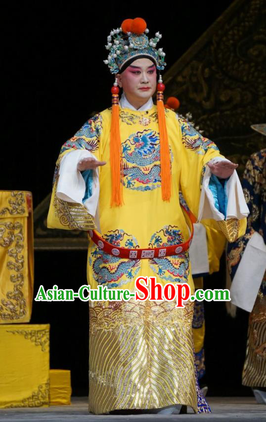 Man Jiang Hong Chinese Peking Opera Xiaosheng Apparels Costumes and Headpieces Beijing Opera Young Man Garment Emperor Gaozong Clothing