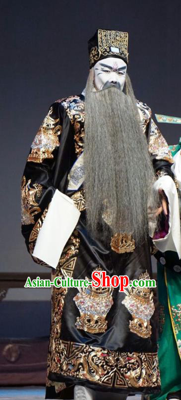 Man Jiang Hong Chinese Peking Opera Elderly Male Qin Hui Apparels Costumes and Headpieces Beijing Opera Jing Role Garment Treacherous Official Clothing