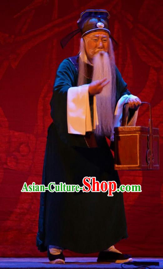 Man Jiang Hong Chinese Peking Opera Old Man Apparels Costumes and Headpieces Beijing Opera Elderly Servant Garment Clothing