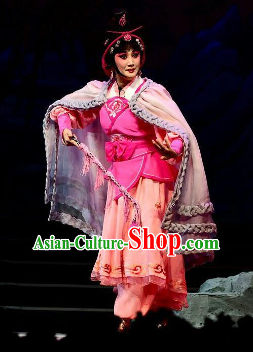 Chinese Beijing Opera Female Swordsman Apparels Qi Nv Wu Rong Costumes and Headdress Traditional Peking Opera Actress Dress Garment