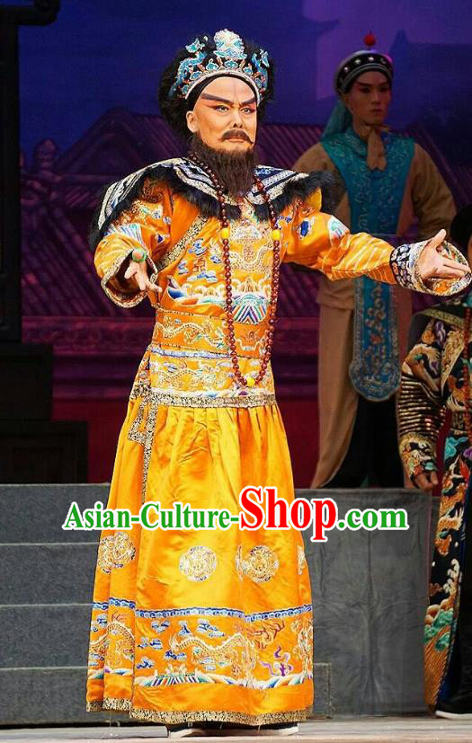 Princess Changping Chinese Peking Opera Emperor Garment Costumes and Headwear Beijing Opera Qing Dynasty Monarch Apparels Clothing