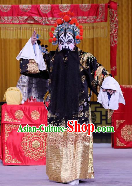 Niu Gao Xia Shu Chinese Peking Opera Painted Face Apparels Costumes and Headpieces Beijing Opera Jing Role Garment Official Clothing