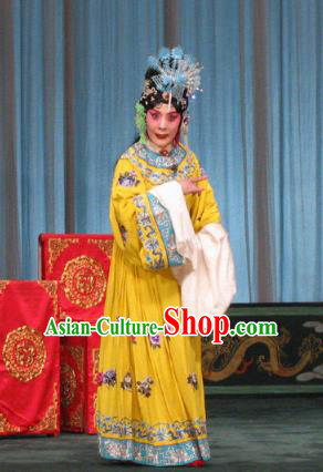 Chinese Beijing Opera Mistress Wang Xifeng Garment The Dream Of Red Mansions Costumes and Hair Accessories Traditional Peking Opera Young Female Yellow Dress Apparels