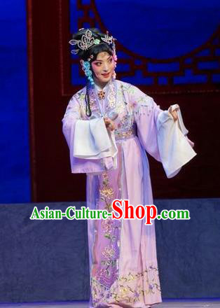 Chinese Beijing Opera Young Lady Apparels Princess Changping Costumes and Headdress Traditional Peking Opera Diva Dress Actress Zhou Ruilan Garment