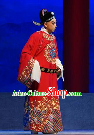 Princess Changping Chinese Peking Opera Official Garment Costumes and Headwear Beijing Opera Young Male Apparels Scholar Zhou Shixian Clothing