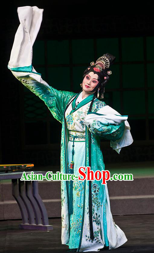 Chinese Beijing Opera Diva Apparels Anecdote of Jian An Costumes and Headdress Traditional Peking Opera Hua Tan Dress Actress Cai Wenji Garment