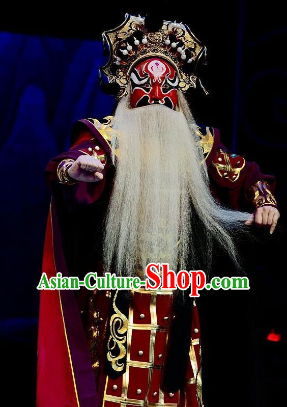 Qi Nv Wu Rong Chinese Peking Opera General Garment Costumes and Headwear Beijing Opera Jing Apparels Minister of War Clothing