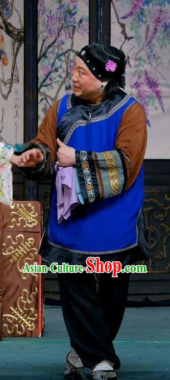 Chinese Beijing Opera Old Female Apparels Gai Rong Zhan Fu Costumes and Headdress Traditional Peking Opera Woman Matchmaker Dress Garment