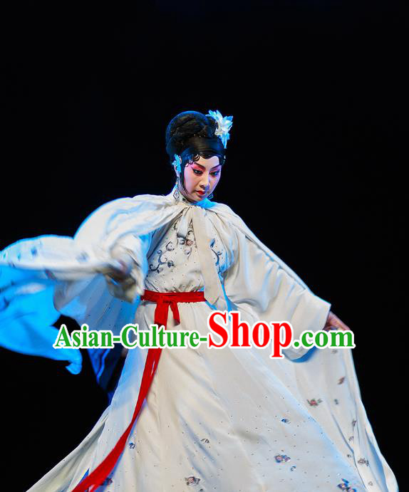 Chinese Beijing Opera Tsing Yi Apparels Xi Jiao Costumes and Headdress Traditional Peking Opera Actress Dress Hua Tan Yan Xijiao Garment