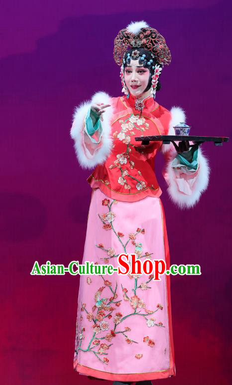 Chinese Beijing Opera Actress Apparels Mei Hua Zan Costumes and Headdress Traditional Peking Opera Princess Dress Hua Tan Noble Female Garment