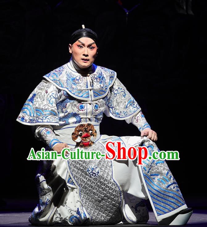 Mei Hua Zan Chinese Peking Opera Martial Male Garment Costumes and Headwear Beijing Opera Xiaosheng Apparels General Li Liangchuan Armor Clothing