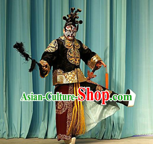 Shen Ting Ling Chinese Peking Opera Martial Male Apparels Costumes and Headpieces Beijing Opera Wusheng Garment General Clothing