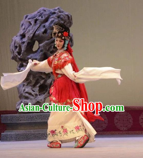 Chinese Beijing Opera Young Lady Garment Shen Ting Ling Costumes and Hair Accessories Traditional Peking Opera Hua Tan Dress Actress Apparels