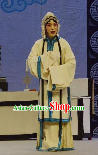 Chinese Beijing Opera Distress Maiden Garment Shen Ting Ling Costumes and Hair Accessories Traditional Peking Opera Diva Dress Tsing Yi Apparels