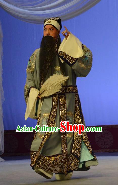 Shen Ting Ling Chinese Peking Opera Strategist Apparels Costumes and Headpieces Beijing Opera Zhuge Liang Garment Elderly Male Clothing