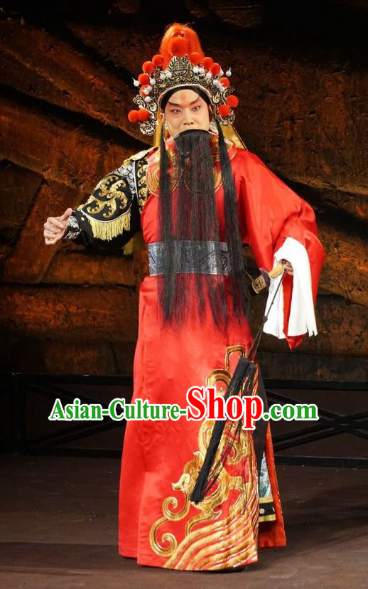 Wu Qi Chinese Peking Opera General Apparels Costumes and Headpieces Beijing Opera Martial Male Garment Military Officer Clothing