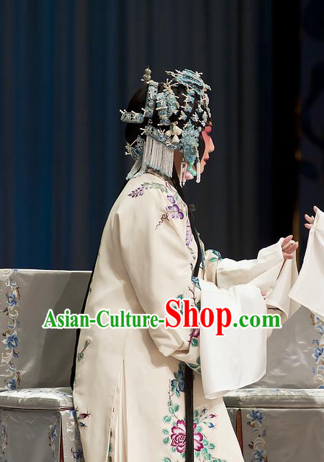 Chinese Beijing Opera Young Female Garment Zhou Ren Xian Sao Costumes and Hair Accessories Traditional Peking Opera Distress Maiden Dress Diva Apparels
