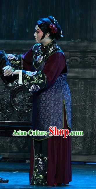 Chinese Beijing Opera Rich Concubine Garment Luo Mei Yin Costumes and Hair Accessories Traditional Peking Opera Elderly Female Dress Apparels