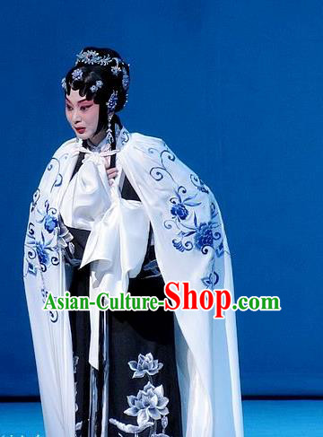 Chinese Beijing Opera Distress Woman Tang Wan Garment Costumes and Hair Accessories Traditional Peking Opera Actress Dress Hua Tan Apparels