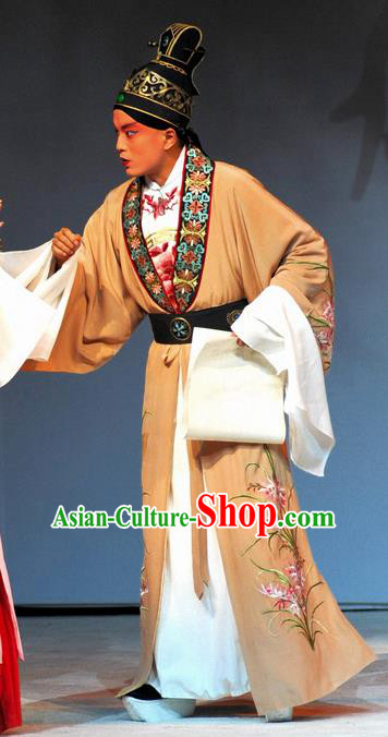 Tang Wan Chinese Peking Opera Scholar Apparels Costumes and Headpieces Beijing Opera Poet Lu You Garment Young Male Clothing