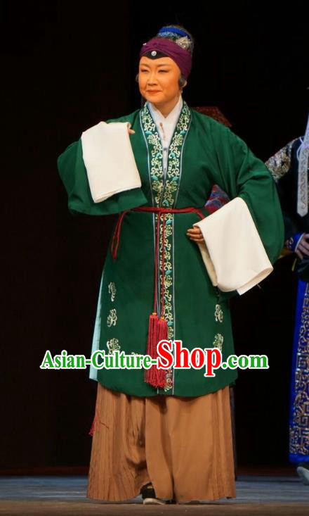 Chinese Beijing Opera Laodan Garment Legend of Xu Mu Costumes and Hair Accessories Traditional Peking Opera Pantaloon Dress Elderly Female Apparels