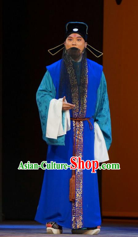 Legend of Xu Mu Chinese Peking Opera Laosheng Apparels Costumes and Headpieces Beijing Opera Elderly Male Garment Military Counsellor Xu Shu Clothing