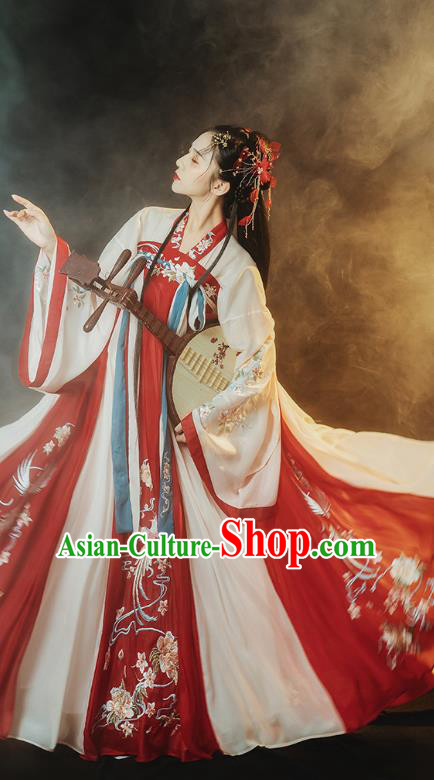 Traditional Chinese Ancient Noble Princess Embroidered Hanfu Dress Garment Tang Dynasty Court Historical Costumes Complete Set