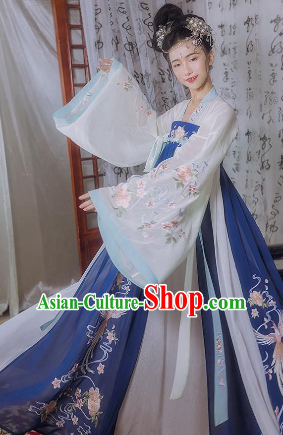 Chinese Traditional Embroidered Hanfu Dress Ancient Court Lady Garment Tang Dynasty Imperial Consort Historical Costumes for Women