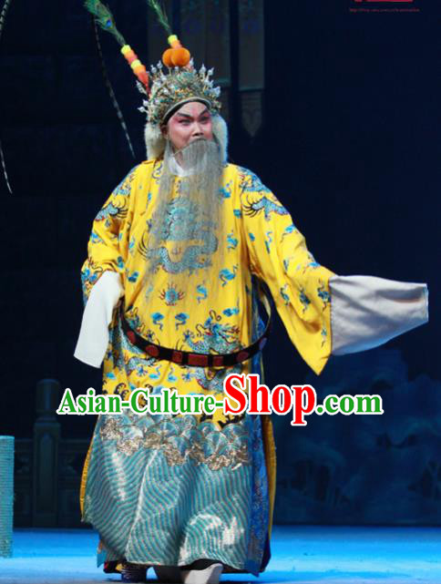 Chinese Peking Opera King Apparels Costumes and Headpieces Beijing Opera Elderly Male Garment Lord Wu Sangui Clothing