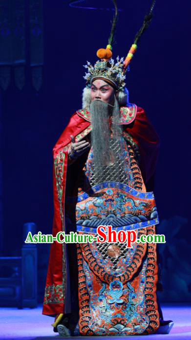 Chinese Peking Opera Lord Wu Sangui Apparels Costumes and Headpieces Beijing Opera Elderly Male Garment General Armor Clothing