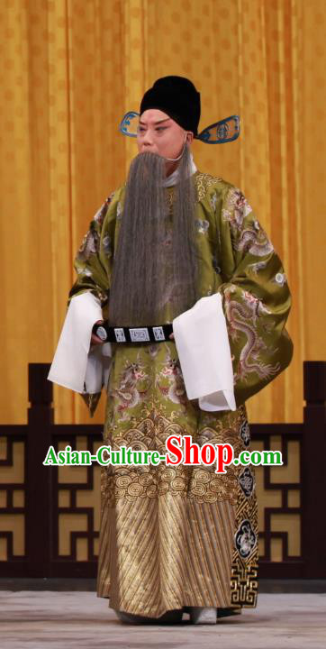 Tai Bai Drunk Chinese Peking Opera Laosheng Apparels Costumes and Headpieces Beijing Opera Elderly Male Garment Official He Zhizhang Clothing