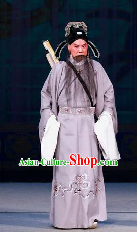 Hua Long Dian Jing Chinese Peking Opera Scholar Ma Zhou Apparels Costumes and Headpieces Beijing Opera Laosheng Garment Clothing