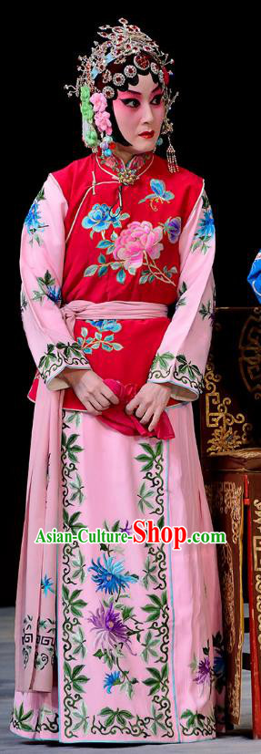 Chinese Beijing Opera Maidservant Garment Actress Costumes and Hair Accessories The Jade Hairpin Traditional Peking Opera Xiaodan Xiao Hui Dress Apparels