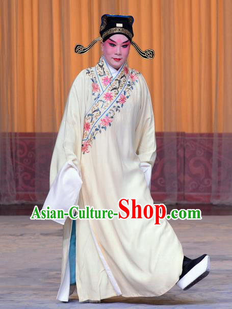 The Jade Hairpin Chinese Peking Opera Xiaosheng Apparels Costumes and Headpieces Beijing Opera Young Male Garment Scholar Zhao Qixian Clothing