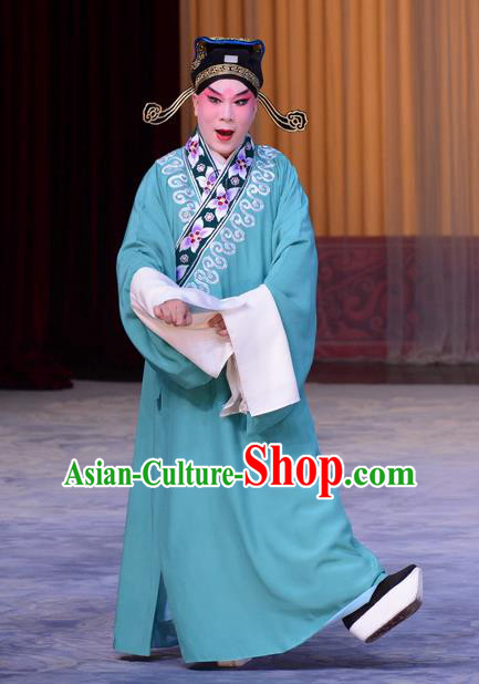 The Jade Hairpin Chinese Peking Opera Young Male Apparels Costumes and Headpieces Beijing Opera Xiaosheng Zhao Qixian Garment Scholar Clothing