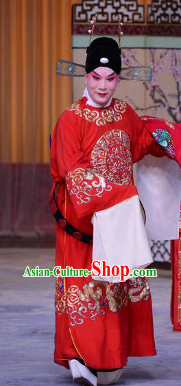 The Jade Hairpin Chinese Peking Opera Scholar Zhao Qixian Apparels Costumes and Headpieces Beijing Opera Xiaosheng Garment Young Male Clothing