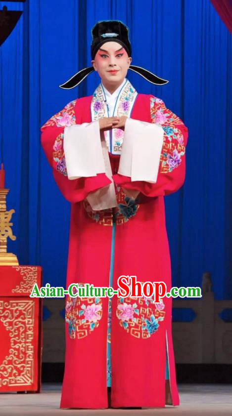 The Jade Hairpin Chinese Peking Opera Young Male Apparels Costumes and Headpieces Beijing Opera Xiaosheng Scholar Zhao Qixian Garment Clothing