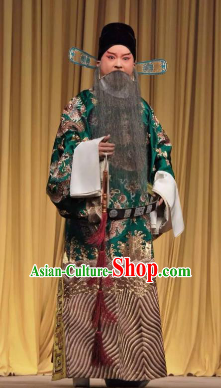 The Jade Hairpin Chinese Peking Opera Elderly Male Apparels Costumes and Headpieces Beijing Opera Laosheng Garment Official Zhang Ruihua Clothing