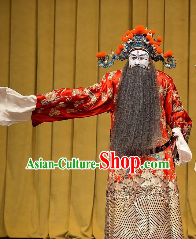 Sun An Dong Ben Chinese Peking Opera Imperial Tutor Apparels Costumes and Headpieces Beijing Opera Elderly Male Garment Official Zhang Cong Clothing