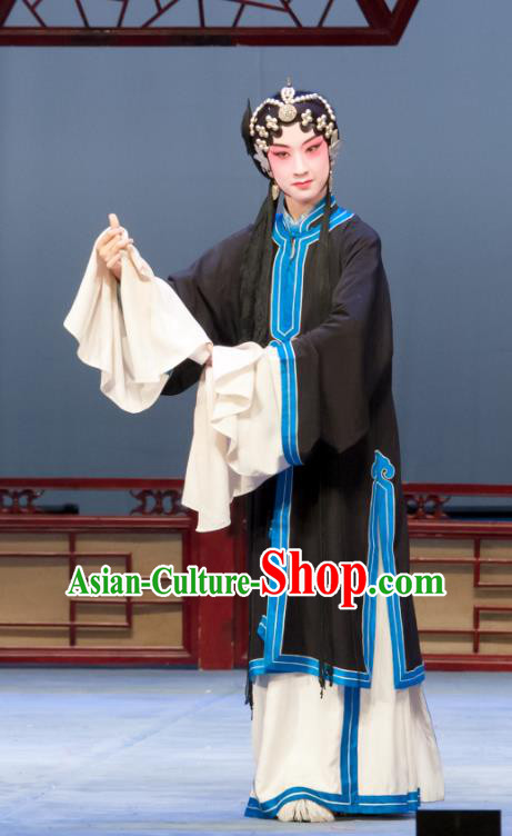 Chinese Ping Opera Distress Maiden Wang Baochuan Apparels Costumes and Headpieces Ban Yao Traditional Pingju Opera Dress Young Female Garment