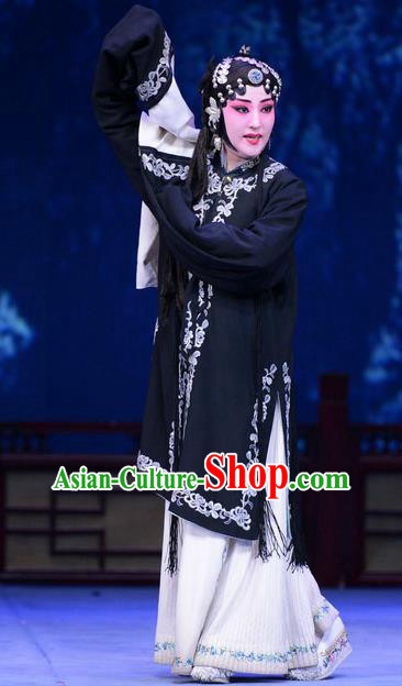 Chinese Ping Opera Tsing Yi Apparels Costumes and Headpieces Shao Gu Ji Traditional Pingju Opera Young Female Black Dress Garment