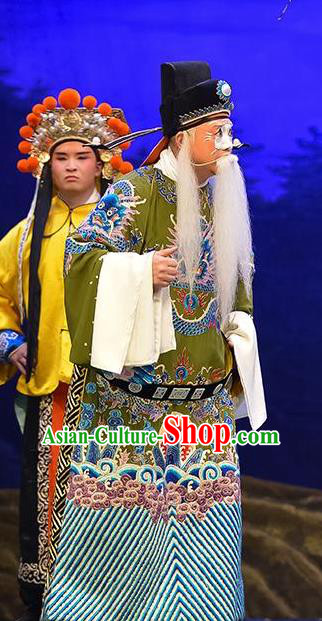 Sun An Dong Ben Chinese Peking Opera Elderly Male Apparels Costumes and Headpieces Beijing Opera Old Official Garment Clothing